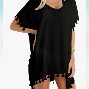 Black Tassel Beach Coverup